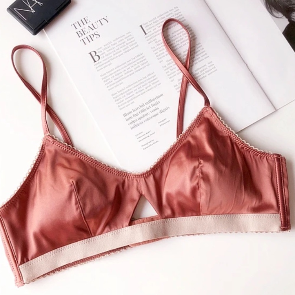 Triangle‎ bra soft cups satin bralette